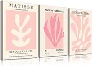 YBARTZQ 3 Pcs Pink Matisse Wall Art Prints Abstract Matisse Flower Market Canvas Painting Henri Matisse Exhibition Poster Retro Danish Pastels Aesthetic Artwork Pictures 12x16 inch