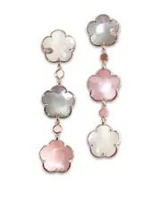Pasquale Bruni 18K Rose Gold Bouquet Lunaire Multicolor Moonstone & Diamond Triple Flower Drop Earrings
