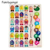 在飛比找蝦皮商城優惠-Familygongsi 幼兒磁性木製釣魚游戲玩具 - 字母