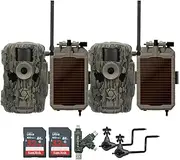Stealth Cam 36MP Fusion Max Cellular Trail Camera (2-Pack) Bundle with 2X Lithium Solar Power Panel, 2X Trail Camera Holder, 2X 32GB Memory Card, and Card Reader (9 Items)