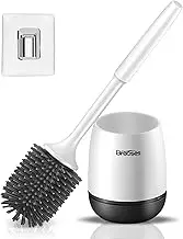 Toilet Brush and Holder Flooring/Wallmounted Braoses Silicone Toilet Brush Holder Set Toilet Cleaning Brush & Quick Drying Holder Kit for Bathroom (Black)