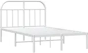 vidaXL Classic Double Bed Frame, Robust Powder-Coated Steel Construct, Include Supportive Headboard in White, 196x142x100 cm - Mattress Not Included