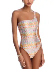 Missoni Printed One Shoulder One Piece Swimsuit