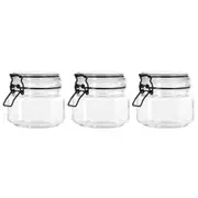 3x Lemon & Lime Fido 500ml/11cm Glass Clip Jar Canister Storage/Container Clear