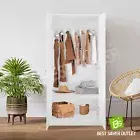 2 Doors Wardrobe Cabinet Bedroom Clothes Storage Organizer Tall Cabinet White