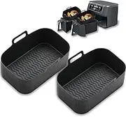 akulife Silicone Air Fryer Liners for Ninja Dual Air Fryer, 2 Pack Air Fryer Silicone Liner for Ninja Air Fryer Accessories, Airfryer Accessories Airfryer Liners for Ninja Dual