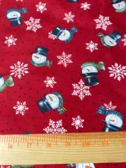 Moda Fabrics snowmen print 100% cotton fabric 38" x 44"(red background)