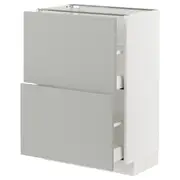 METOD / MAXIMERA base cabinet with 2 drawers, white/Havstorp light grey, 60x37x80 cm