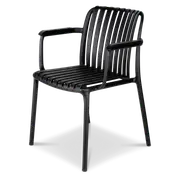 Salerno UV Polypropylene Premium Dining Chair with Arm in Midnight Black