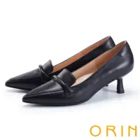 在飛比找momo購物網優惠-【ORIN】精緻羊皮素面尖頭中跟鞋(黑色)