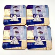 Kathryn White Pimpernel Coasters Set of 4 "Shades of Pale" Purple Blue Floral