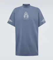 [Balenciaga] Balenciaga Burning Unity cotton jersey T-shirt AU 84 blue
