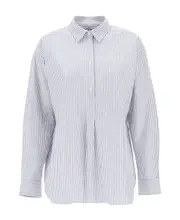 Totême Striped Half-Buttoned Shirt EU38,EU34 White