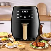 [Jsasezr] Black Large Digital Air Fryer,6 in1 Multifunctional Touch Screen Presets Fry,6L Capacity 1400W,Auto Shutoff,Hot air convection for Healthy Oil-Free Cooking
