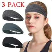 3-Pack Elastic Gym Fitness Running Workout Sweatbands Women Men Sport Headbands
