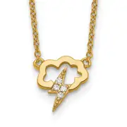Sterling Silver Gold-Tone Cz Storm Cloud W/2In Ext Necklace