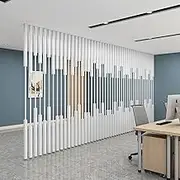 Room Divider 155-300cm Indoor Wall Screen Divider, Metal Slats Partition Column Black, 7pcs Separation Modern Partition Columns, Office Bedroom Decor Column(7pcs-E,225cm/89in/7.38ft)