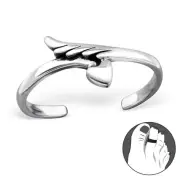 TJS 925 Sterling Silver Toe Ring Feather Wing Love Heart Arrow Adjustable