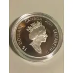 加拿大鍍金浮雕生肖銀幣 2001年 蛇年 1 OZ 銀幣