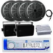Marine Receiver, Amplifier, Antenna, 4x 6.5'' Speaker, 2x 3.5'' Speakers (Black)