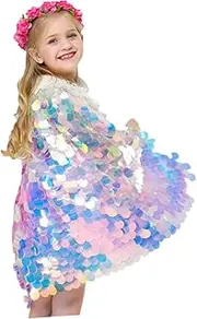 DEARMAMY Cloak Dress Costume Mermaid Tutu Skirt Sparkle Cape Princess Crowns for Princess Decorations Sequin Skirt Witch Performance Clothes Lovely Mantle Accessories