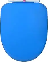 Toilet seat D Shaped Soft Close Toilet Seat, Color Toilet Seat, Plastic Toilet Seat Quick Release Blue Toilet Seat and Cover with Adjustable Plastic Hinges,Red(Blue)