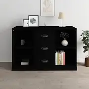 Buffet Cabinet, Kitchen Sideboard, Wood Cupboard, Bar Wine Cabinet with 3 Drawers for Dining, Living Room, Easy Assemble, 104.5x35.5x67.5 cm, Black
