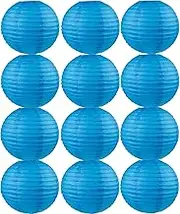 (6 inch(15cm), Blue 12PCS Lanterns) - Tmade 12 PCS 15cm Blue Paper Lanterns for Birthday Baby Shower Wedding Party Garden Home Decoration