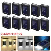 10PCS Solar Deck Lights Outdoor Waterproof 2 LED Steps Lamps for Stairs Fence