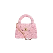 Chanel Mini Shopping Bag Cotton Tweed & Gold Pink Ecru