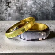 Retro Purple Yellow Bangle Bracelets Translucent w Brass Tone VTG