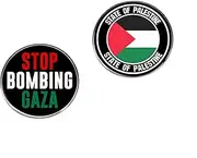 [ZENRUIMING] 2 Case Fire Now Palestine Pins, Palestine Stop Bombing Ceasefire Pin, Palestine End Occupation End Hunger Pin, Palestine Peace Metal Alloy Badge