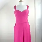 NWT Midnight Sky Women's L Pink Bustier Top & Palazzo Pant Set Rayon Cotton Flax
