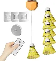 Lpsdssre Badminton Trainer, Training Badminton Rebound Device, Elastic Badminton Trainer Set, Single-Player Rebound Trainer with 6 Balls for Beginners