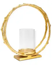 Alice Pazkus Gold Small Circle Hurricane Candle Holder