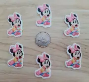 6 Pcs Lot baby minnie Flatback Resin Cabochon Hair Bow Center Supplies.