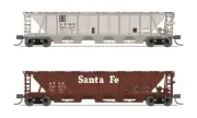 Broadway Limited N PRR Class H32 5-Bay Covered Hopper Santa Fe ATSF #2PK 7258
