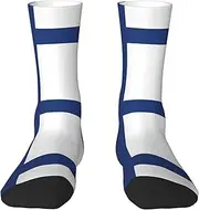 [EdWal] Soft Finnish flag print Moisture Wicking Socks Sports Socks for Men and Women Warm thermal Boot Hiking Socks
