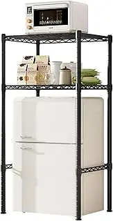 Forthcan Mini Fridge Shelf Adjustable Height Storage Shelf Fridge Organizer Shelf Metal Storage Rack Fridge and Microwave Stand for Dorm, Apartments, Kitchen, Pantry (6045132)