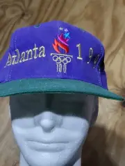 1996 ATLANTA OLYMPIC TORCH 100 PURPLE/GREEN BRIM HAT CAP SNAPBACK THE GAME