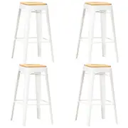 Bar Stools 4 pcs White Solid Mango Wood
