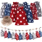 Gift Drawstring Pouches Christmas Advent Calendar Bags Holiday