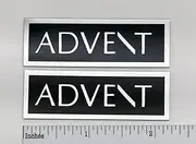 Pair Set Aluminum Advent Speaker Badge Logo Emblem Nameplate Decal Sticker (Silver Black)