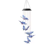 L13 Solar Blue and Red Butterfly Wind Chimes Light Outdoor Garden Lamp