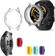 Compatible for Garmin Venu 3 45mm ，Soft Frame TPU Protective Cover and Silicone Charging Dust Plug (Pack of 4+2)[Not for Venu 2/2S/]（Case Not Screen Protector ）