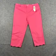 Charter Club Women's Capri Pants Size 14 Hot Pink Flat Front Scalloped Hemline