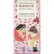 Bennetto Organic Dark Chocolate Raspberries In Dark 80g (Pack of 12)