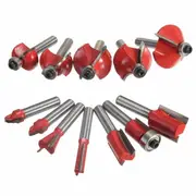 12pcs 1/4 Inch Shank Tungsten Carbide Wood Working Router Bit Cutter Rotary Tool Set