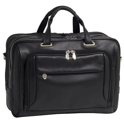 McKlein USA West Loop 15.6" Leather Expandable Double Compartment Briefcase Blac