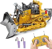 Rc Bulldozer Toys for Boys,Construction Remote Control Bulldozer with Metal bulldozing Shovel Lights/Sounds for Kids Boys (Bulldozer)